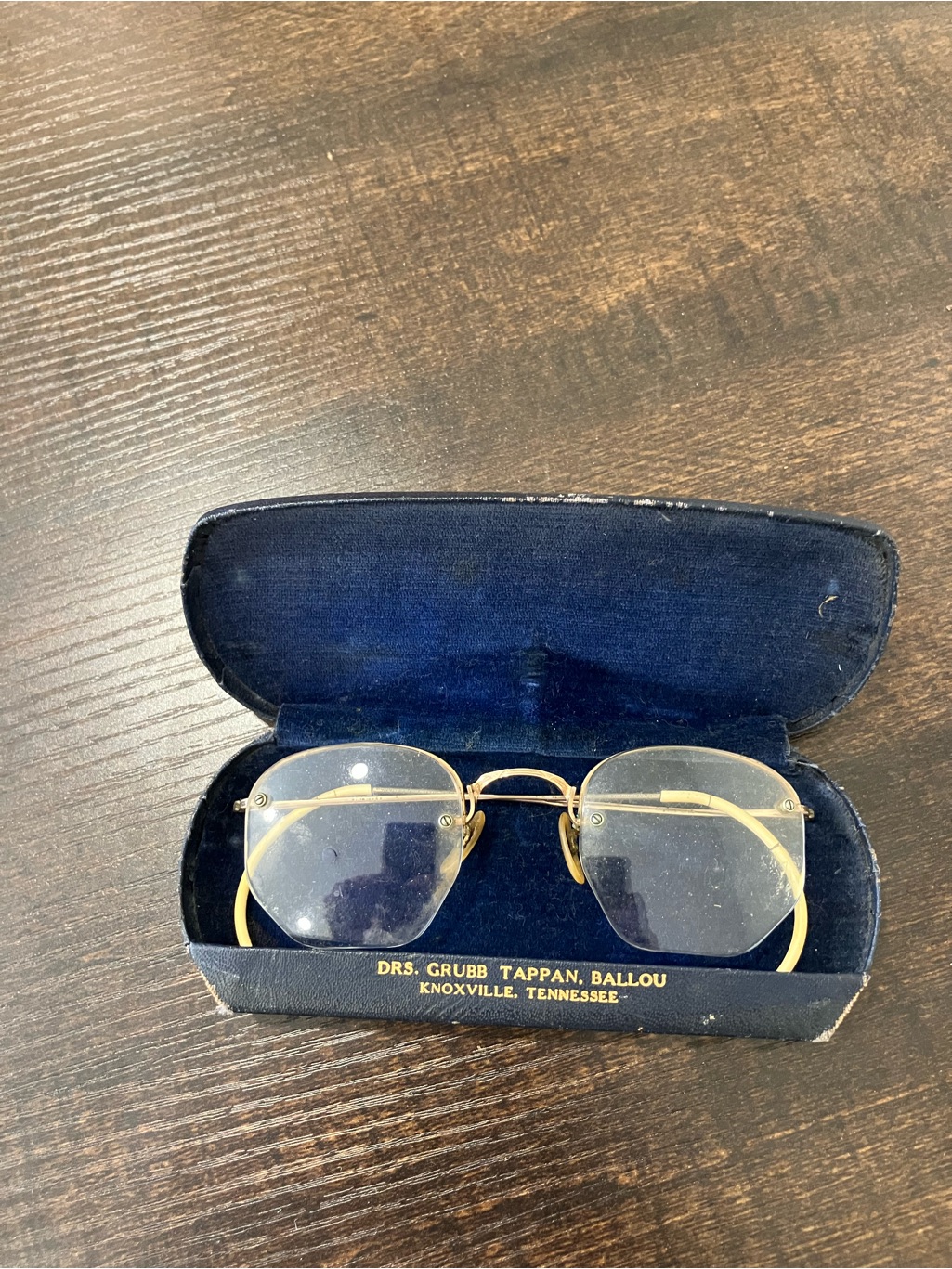 Vintage Gold Rimless Mens Eyeglasses With Case 12k Gold Filled